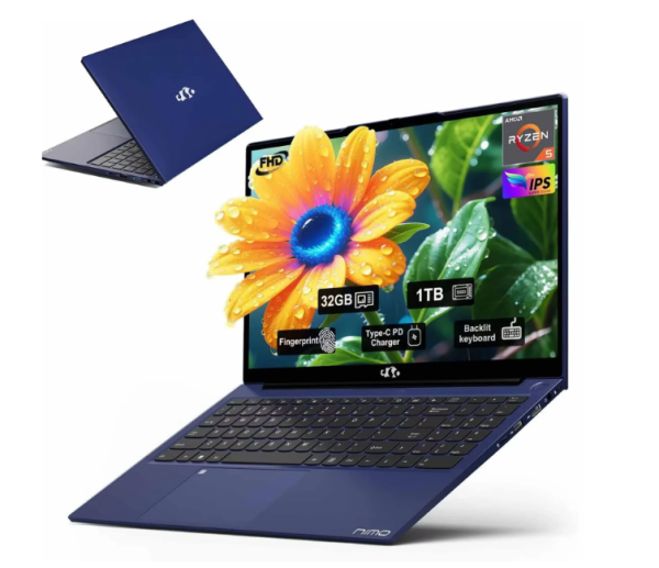 15.6 Business-gaming-Laptop 6-Cores AMD Ryzen 5 6600H 660M 6nm GPU 32GB DDR5 1TB SSD(Beat i5-12450H up to 4.5GHz)100W Type-C FHD IPS Laptop-Computer with Fingerprint Backlit Keyboard WiFi5 Win11