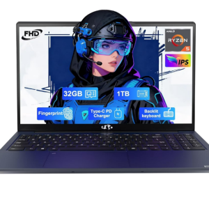 15.6" FHD-Business-Laptop, 32GB RAM 1TB SSD AMD Ryzen 5(Beat i3-1215U, 4 Cores Up to 3.7GHz) 65W Type-C Fingerprint Backlit Keyboard IPS-Computer, Wi-Fi 5 BT5.2 Numpad Win 11,Blue