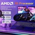 15.6" FHD-Business-Laptop, 32GB RAM 1TB SSD AMD Ryzen 5(Beat i3-1215U, 4 Cores Up to 3.7GHz) 65W Type-C Fingerprint Backlit Keyboard IPS-Computer, Wi-Fi 5 BT5.2 Numpad Win 11,Blue - Image 2