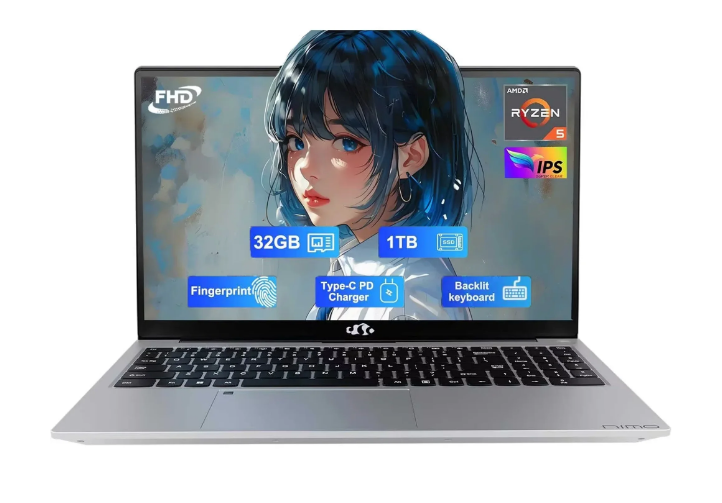 15.6" FHD Business Laptop, AMD Ryzen 5 3500U, 32GB RAM 1TB SSD, USB-C 65W Fast Charging, Fingerprint Login, Backlit Keyboard, Win 11 —True Mate for Work & Study, 2-Year Warranty, Slim Light