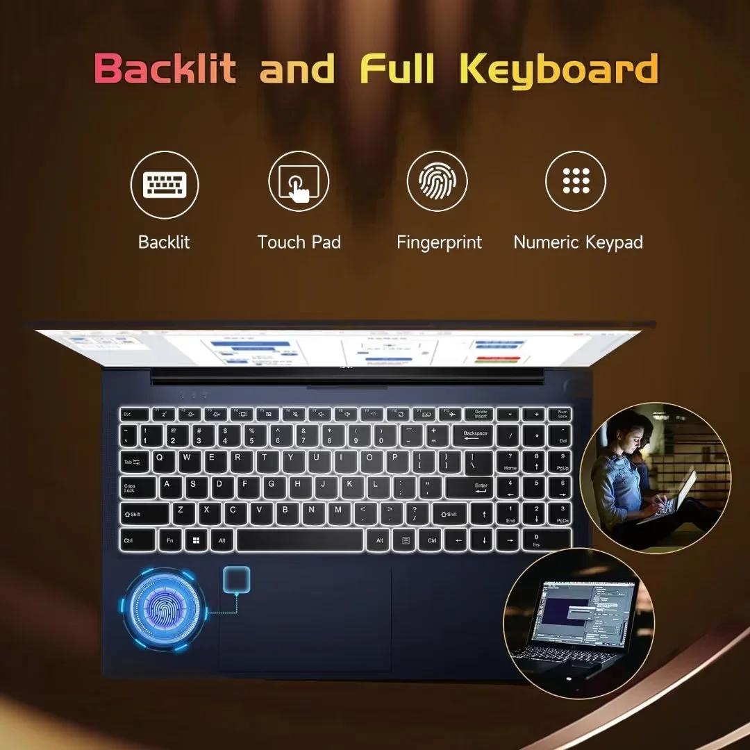 15.6" Business Laptop Computer Quad-Core Intel Celeron N100 Processors Windows 11 Up to 3.4GHz Type-C 65W PD Fast Charger 16GB RAM 512GB SSD 2 Years Warranty (Blue) - Image 3