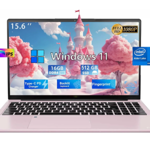 15.6" Business Laptop Computer Quad-Core Intel Celeron N100 Processors Windows 11 Up to 3.4GHz Type-C 65W PD Fast Charger 16GB RAM 512GB SSD 2 Years Warranty (Rose Gold)