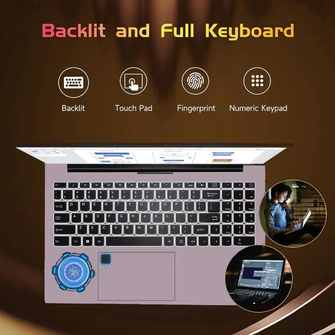 15.6" Business Laptop Computer Quad-Core Intel Celeron N100 Processors Windows 11 Up to 3.4GHz Type-C 65W PD Fast Charger 16GB RAM 1TB SSD 2 Years Warranty (Rose Gold) - Image 3