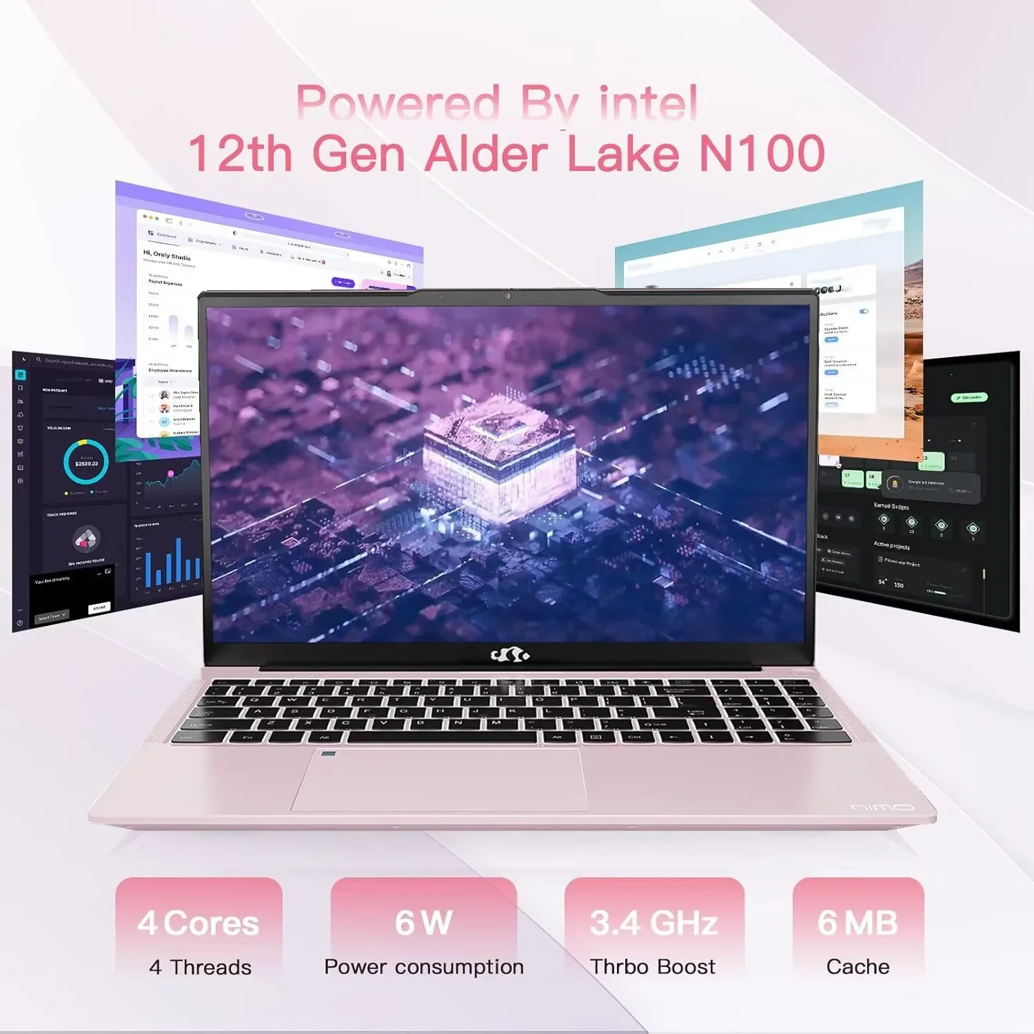 15.6" Business Laptop Computer Quad-Core Intel Celeron N100 Processors Windows 11 Up to 3.4GHz Type-C 65W PD Fast Charger 16GB RAM 1TB SSD 2 Years Warranty (Rose Gold) - Image 5