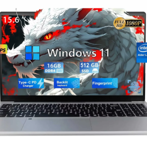 15.6" Business Laptop Computer Quad-Core Intel Celeron N100 Processors Windows 11 Up to 3.4GHz Type-C 65W PD Fast Charger 16GB RAM 512GB SSD 2 Years Warranty (Silver)