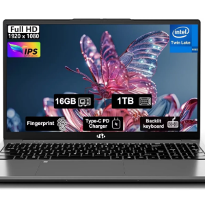 24. 15.6" Student-Laptop, 13th Gen Intel N150,16GB RAM 1TB SSD(Beat to i3-1115G4, Up to 3.6GHz), Backlit Keyboard Fingerprint FHD Computer Wi-Fi 6 BT5.2 65W Type-C