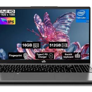 15.6" Student-Laptop, 13th Gen Intel N150,16GB RAM 512GB SSD(Beat to i3-1115G4, Up to 3.6GHz), Backlit Keyboard Fingerprint FHD Computer Wi-Fi 6 BT5.2 65W Type-C