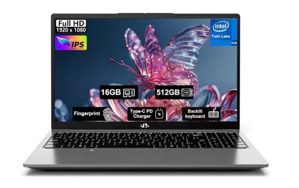 15.6" Student-Laptop, 13th Gen Intel N150,16GB RAM 512GB SSD(Beat to i3-1115G4, Up to 3.6GHz), Backlit Keyboard Fingerprint FHD Computer Wi-Fi 6 BT5.2 65W Type-C