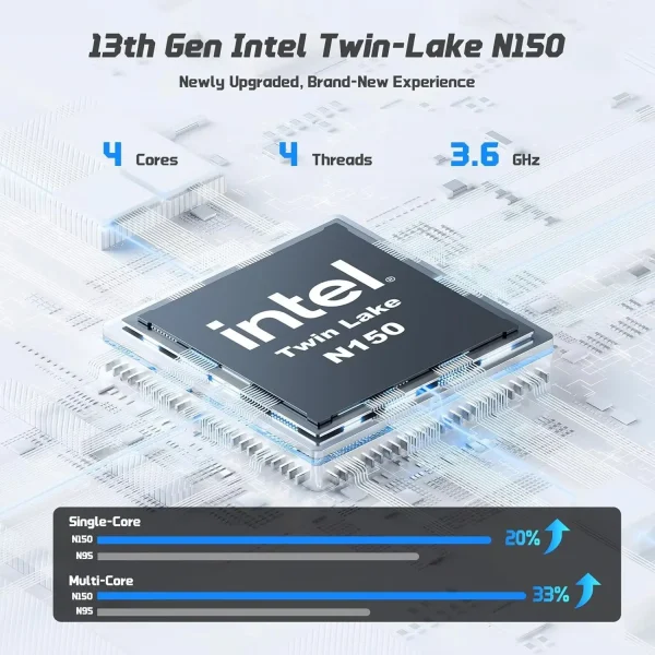 15.6" Student-Laptop, 13th Gen Intel N150,8GB RAM 512GB SSD(Beat to i3-1115G4, Up to 3.6GHz), Backlit Keyboard Fingerprint FHD Computer Wi-Fi 6 BT5.2 65W Type-C - Image 2