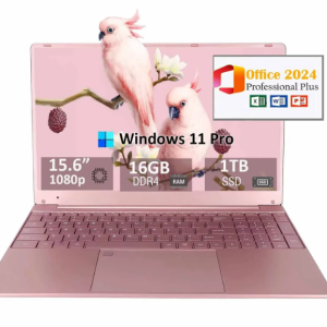15.6" HD Laptop Computer Office 2024 Business Student Laptop Computer Windows 11 Pro 16GB RAM 1TB SSD Privacy camera Backlit Keyboard WiFi 5 BT 5.0 2.9 GHz Intel Celeron N5095