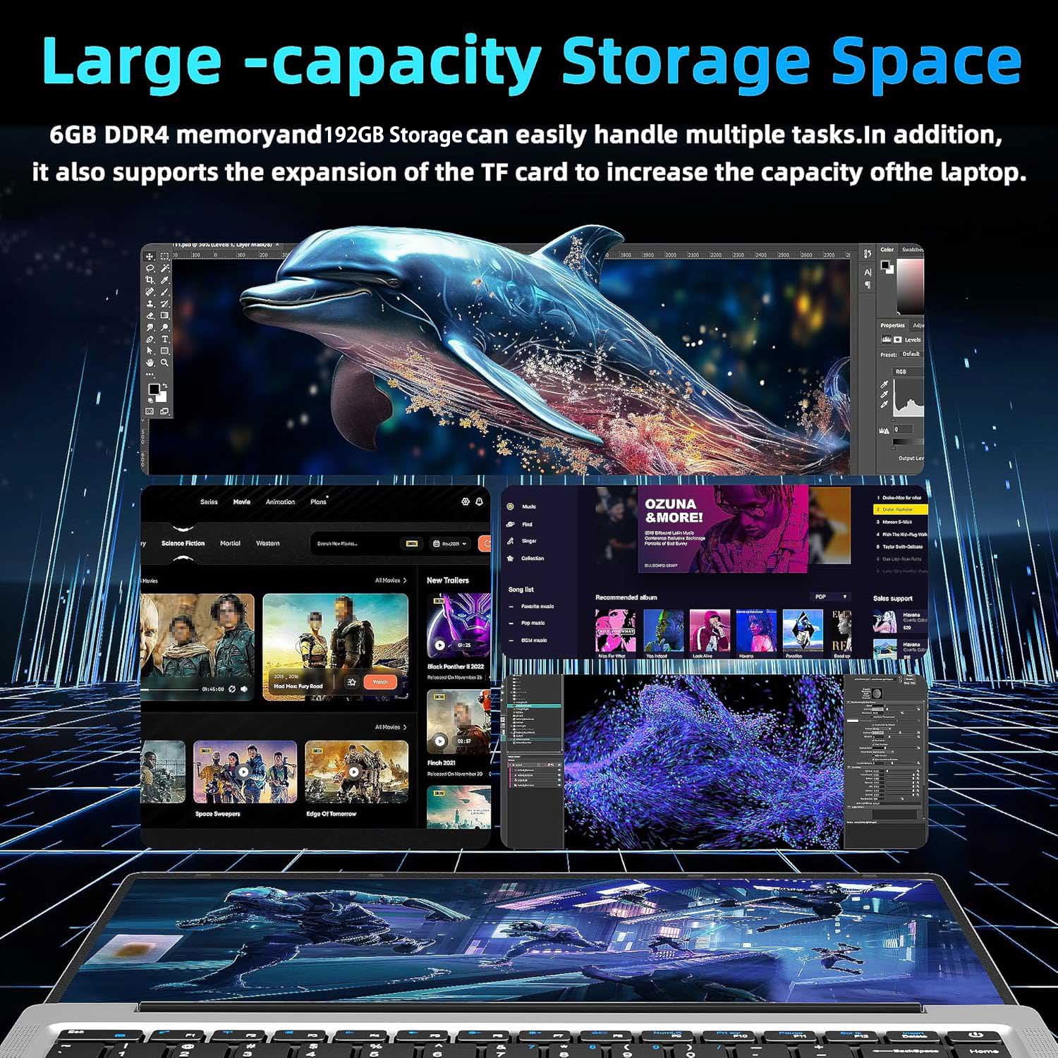 14.1" Windows 11 Pro Laptop Office 2024 6GB RAM 192GB Storage IPS FHD Display 2-2.5 GHz Intel Celeron N3060 CPU Business Computer for Work - Image 2