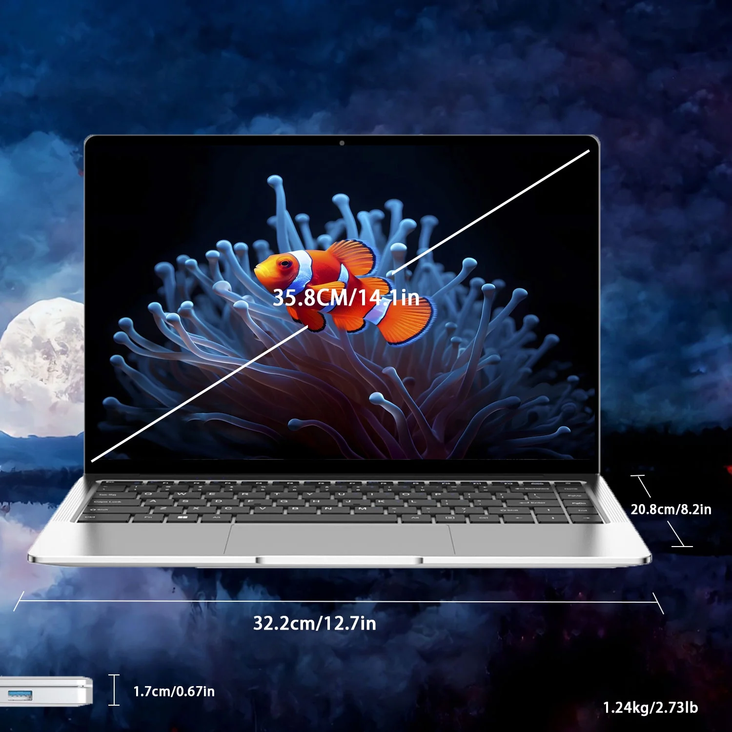 14.1" Windows 11 Pro Laptop Office 2024 6GB RAM 192GB Storage IPS FHD Display 2-2.5 GHz Intel Celeron N3060 CPU Business Computer for Work - Image 3