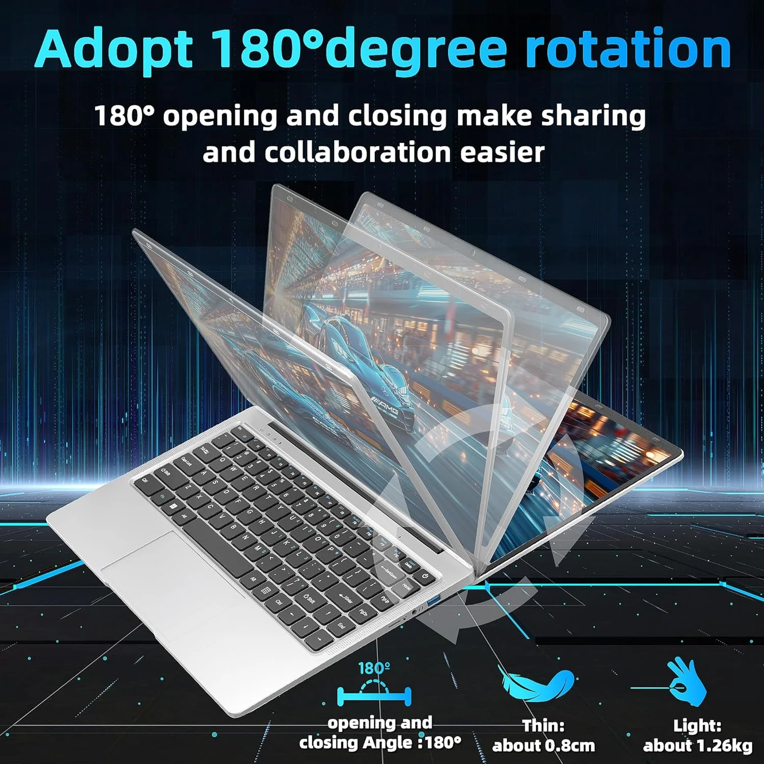 14.1" Windows 11 Pro Laptop Office 2024 6GB RAM 192GB Storage IPS FHD Display 2-2.5 GHz Intel Celeron N3060 CPU Business Computer for Work - Image 5