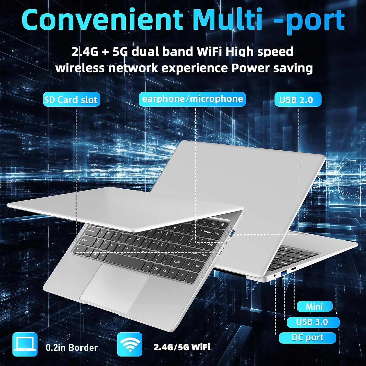 14.1" Windows 11 Pro Laptop Office 2024 6GB RAM 192GB Storage IPS FHD Display 2-2.5 GHz Intel Celeron N3060 CPU Business Computer for Work - Image 6