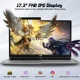 17.3" IPS FHD-Student-Laptop- 16GB RAM 512GB SSD, Intel Pentium 4 Cores N100(Beat i3-1115G4, Up to 3.4GHz) Computer with 65W Type-C 2 Years Warranty Fingerprint Backlit Keyboard Wi-Fi 6 BT5.2 - Image 3
