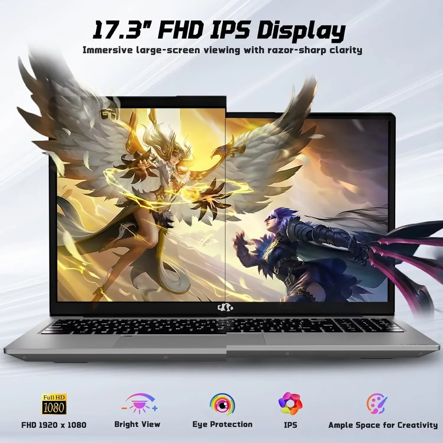 17.3" IPS FHD-Student-Laptop- 8GB RAM 256GB SSD, Intel Pentium 4 Cores N100(Beat i3-1115G4, Up to 3.4GHz) Computer with 65W Type-C 2 Years Warranty Fingerprint Backlit Keyboard Wi-Fi 6 BT5.2 - Image 3