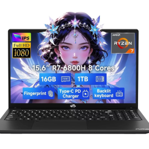 15.6" IPS FHD-Gaming-Laptop 8 Cores AMD Ryzen 7 6800H 16GB DDR5 RAM 1TB SSD (Beat Intel i7-12700H Up to 4.7GHz) AMD Radeon 680M GPU-Computer with 100W Type-C Backlit Keyboard Fingerprint