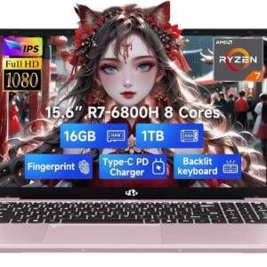 15.6" IPS FHD-Gaming-Laptop 8 Cores AMD Ryzen 7 6800H 16GB DDR5 RAM 1TB SSD (Beat Intel i7-12700H Up to 4.7GHz) AMD Radeon 680M GPU-Computer with 100W Type-C Backlit Keyboard Fingerprint