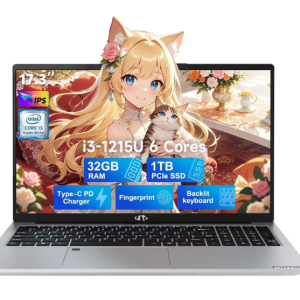 17.3" IPS FHD-Business-Laptop Intel 6 Core i3-1215U 32GB RAM 1TB SSD (Beat i5-1135G7 Up to 4.4GHz) Computer with 65W Type C Fingerprint Backlit Keyboard Wi-Fi 6 Numpad Win 11