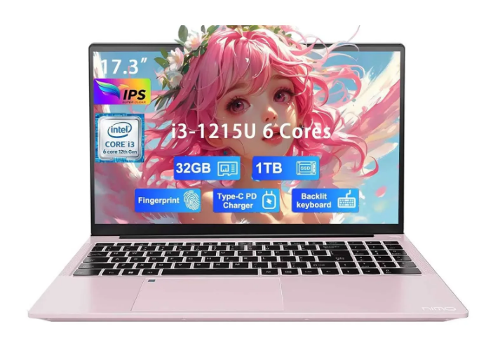 17.3" IPS FHD-Business-Laptop Intel 6 Core i3-1215U 32GB RAM 1TB SSD (Beat i5-1135G7 Up to 4.4GHz) Computer with 65W Type C Fingerprint Backlit Keyboard Wi-Fi 6 Numpad Win 11