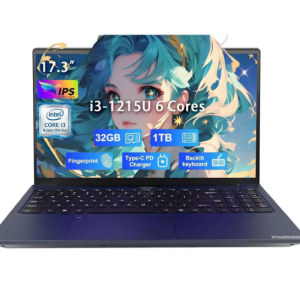 17.3" IPS FHD-Business-Laptop Intel 6 Core i3-1215U 32GB RAM 1TB SSD (Beat i5-1135G7 Up to 4.4GHz) Computer with 65W Type C Fingerprint Backlit Keyboard Wi-Fi 6 Numpad Win 11
