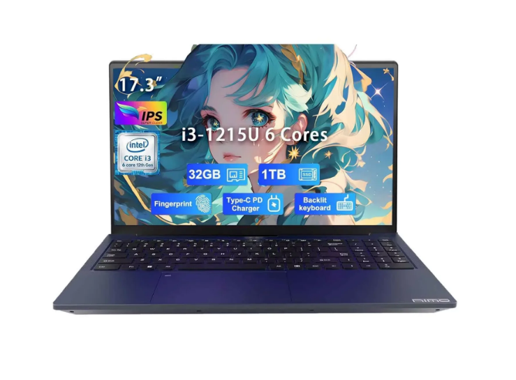17.3" IPS FHD-Business-Laptop Intel 6 Core i3-1215U 32GB RAM 1TB SSD (Beat i5-1135G7 Up to 4.4GHz) Computer with 65W Type C Fingerprint Backlit Keyboard Wi-Fi 6 Numpad Win 11