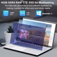 17.3" Ultra-thin Laptop Business Laptop Computer Office 2024 Windows 11 Pro Conference camera 16GB RAM 1TB SSD Intel N5095 Backlit Keyboard Type-C Fingerprint BT 5.0 - Image 5
