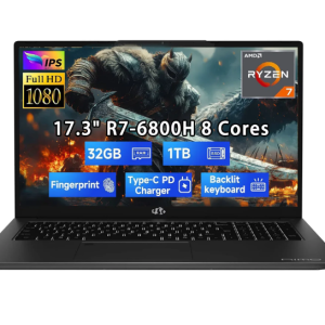 17.3" IPS FHD-Gaming-Laptop, AMD Ryzen 7 6800H 32GB DDR5 RAM 1TB SSD (Beat i7-12700H Up to 4.7GHz) AMD Radeon 680M GPU-Computer with 100W Type-C Backlit Keyboard Fingerprint