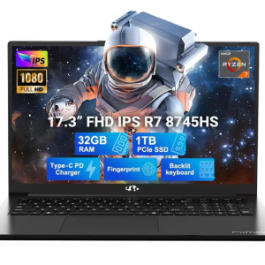 17.3" IPS FHD New Gaming Laptop, AMD Ryzen 7 8745HS 32GB DDR5 RAM 1TB SSD ( up to 4.9GHz) Radeon 780M Graphics Business Computer with 100W Type-C Backlit Keyboard, Fingerprint USB-C 4.0