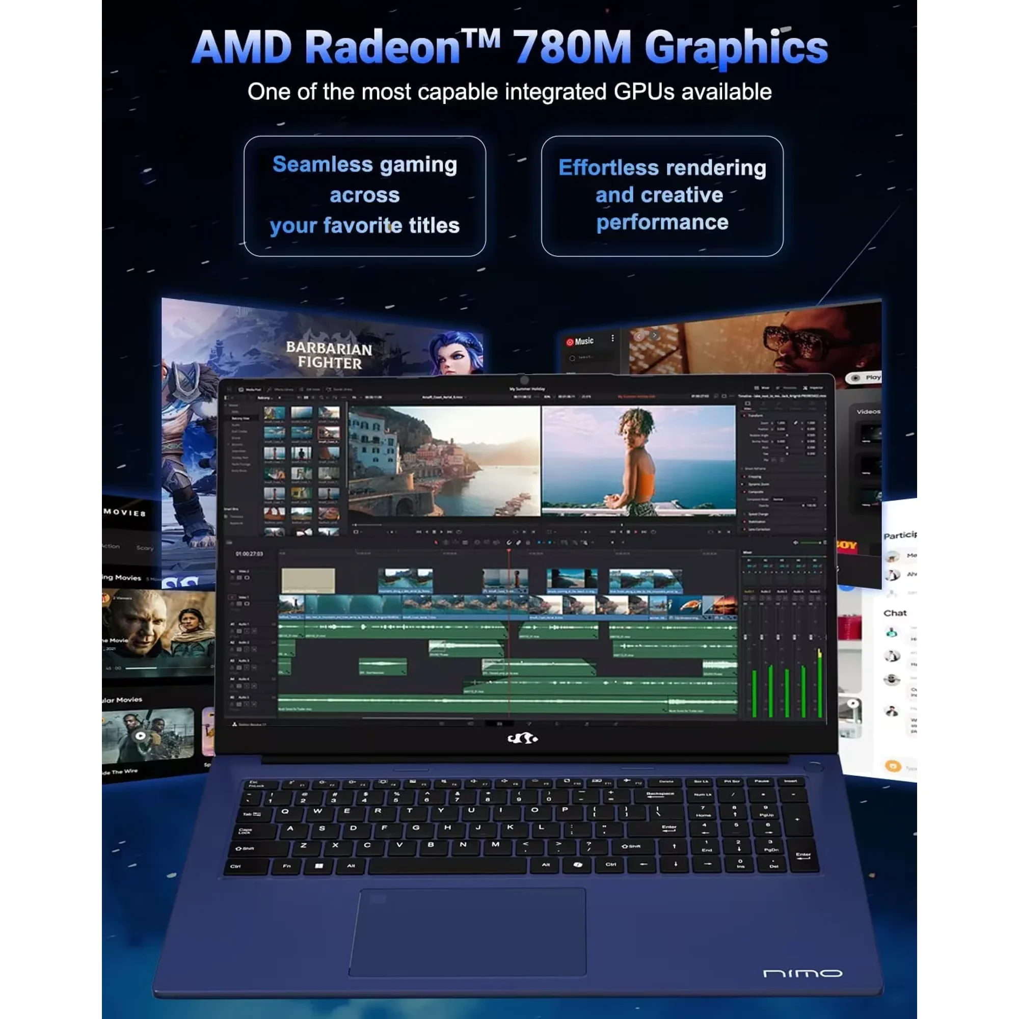 17.3" IPS FHD New Gaming Laptop, AMD Ryzen 7 8745HS 16GB DDR5 RAM 1TB SSD ( up to 4.9GHz) Radeon 780M Graphics Business Computer with 100W Type-C Backlit Keyboard, Fingerprint USB-C 4.0 - Image 3