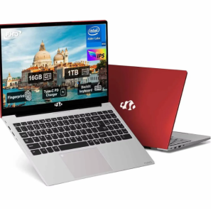 2025 Newest Laptop, 15.6-Inch FHD Display Laptop with Intel Quad Core-12th N100(Up to 3.4GHz), 16GB RAM 1TB ROM Business Laptop Computer, Fingerprint, Type C, Windows 11 Home(red)