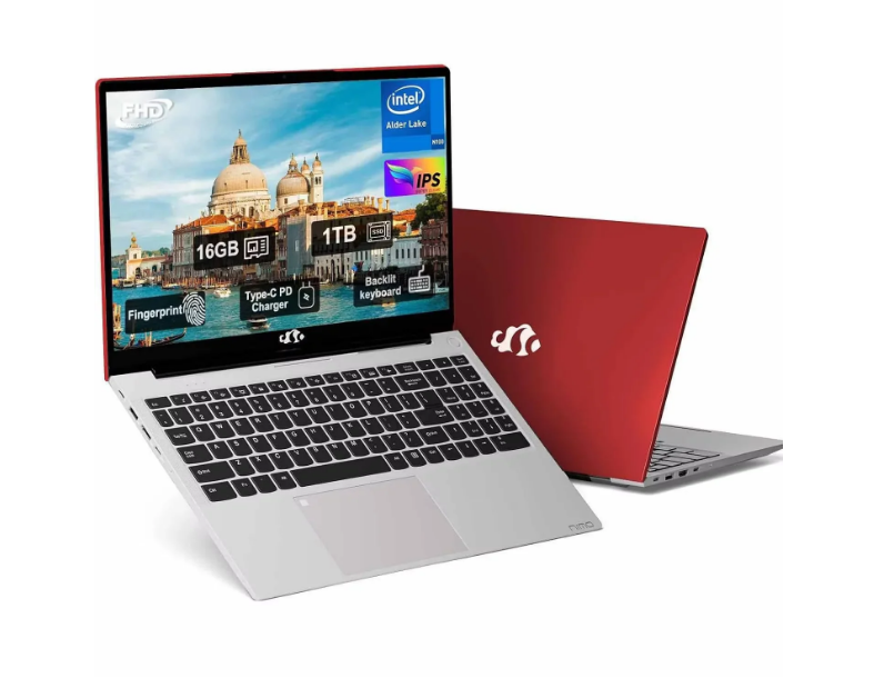 2025 Newest Laptop, 15.6-Inch FHD Display Laptop with Intel Quad Core-12th N100(Up to 3.4GHz), 16GB RAM 1TB ROM Business Laptop Computer, Fingerprint, Type C, Windows 11 Home(red)