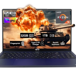 15.6" Business-gaming-Laptop 6-Cores AMD Ryzen 5 6600H 660M 6nm GPU 32GB DDR5 1TB SSD(up to 4.5GHz) Windows11 100W Type-C FHD IPS Laptop-Computer with Fingerprint Backlit Keyboard WiFi5