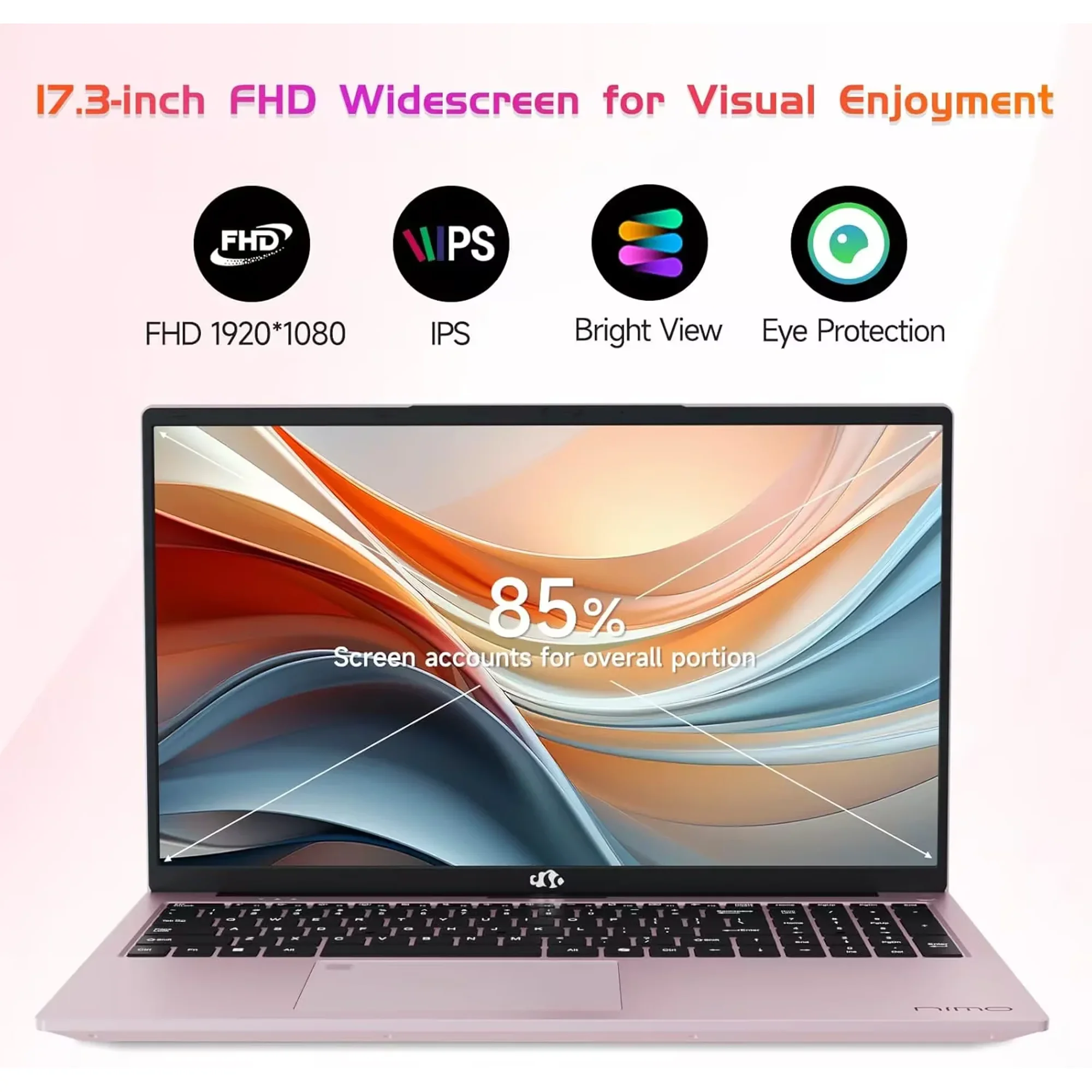 17.3 FHD-Laptop Windows 11 Intel 6-Cores i3-1215U 32GB RAM 2TB SSD (Up to 4.4GHz) 65W Type-C Fingerprint Backlit Keyboard IPS Business Computer Wi-Fi 6 - Image 2