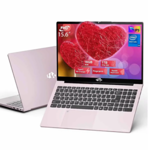 2025 Newest Laptop, 15.6-Inch FHD Display Laptop with Intel Quad Core-12th N100(Up to 3.4GHz), 16GB RAM 1TB ROM Business Laptop Computer, Fingerprint, Type C, Windows 11 Home(pink)