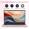 2025 Newest Laptop, 15.6-Inch FHD Display Laptop with Intel Quad Core-12th N100(Up to 3.4GHz), 16GB RAM 1TB ROM Business Laptop Computer, Fingerprint, Type C, Windows 11 Home(pink) - Image 4