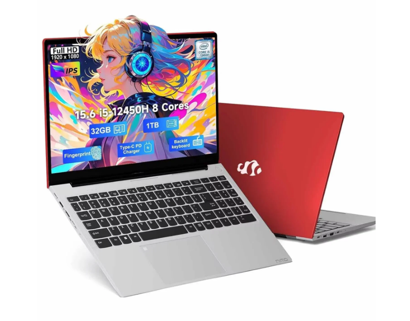 15.6" IPS-FHD-Laptop Gaming laptop Intel i5-12450H 8 Cores 32GB RAM 1TB SSD (Beat i7-11800H, Up to 4.4 GHz) 100W Type-C Fingerprint Backlit Keyboard WiFi 6 Numpad Win 11