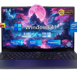 15.6" Business Laptop Computer Quad-Core Intel Celeron N100 Processors Windows 11 Up to 3.4GHz Type-C 65W PD Fast Charger 8GB RAM 256GB SSD 2 Years Warranty (Blue)