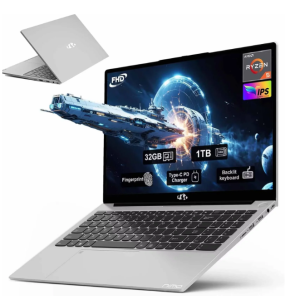 15.6 Business-gaming-Laptop 6-Cores AMD Ryzen 5 6600H 660M 6nm GPU 32GB DDR5 1TB SSD(Beat i5-12450H up to 4.5GHz)100W Type-C FHD IPS Laptop-Computer with Fingerprint Backlit Keyboard WiFi5 Win11